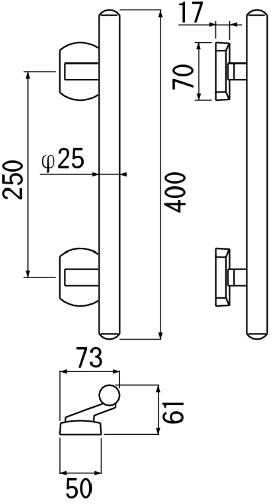 WB0071-01GO ﾌﾟｯｼｭﾌﾟﾙﾊﾝﾄﾞﾙ空錠付 ｺﾞｰﾙﾄﾞ L400 - 商品情報 - 二加屋Web