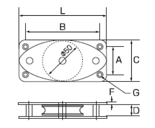 JYHI-K50-10B 固定ﾌﾞﾛｯｸﾖｺ型1車50mm K50-10B - 商品情報 - 二加屋Web